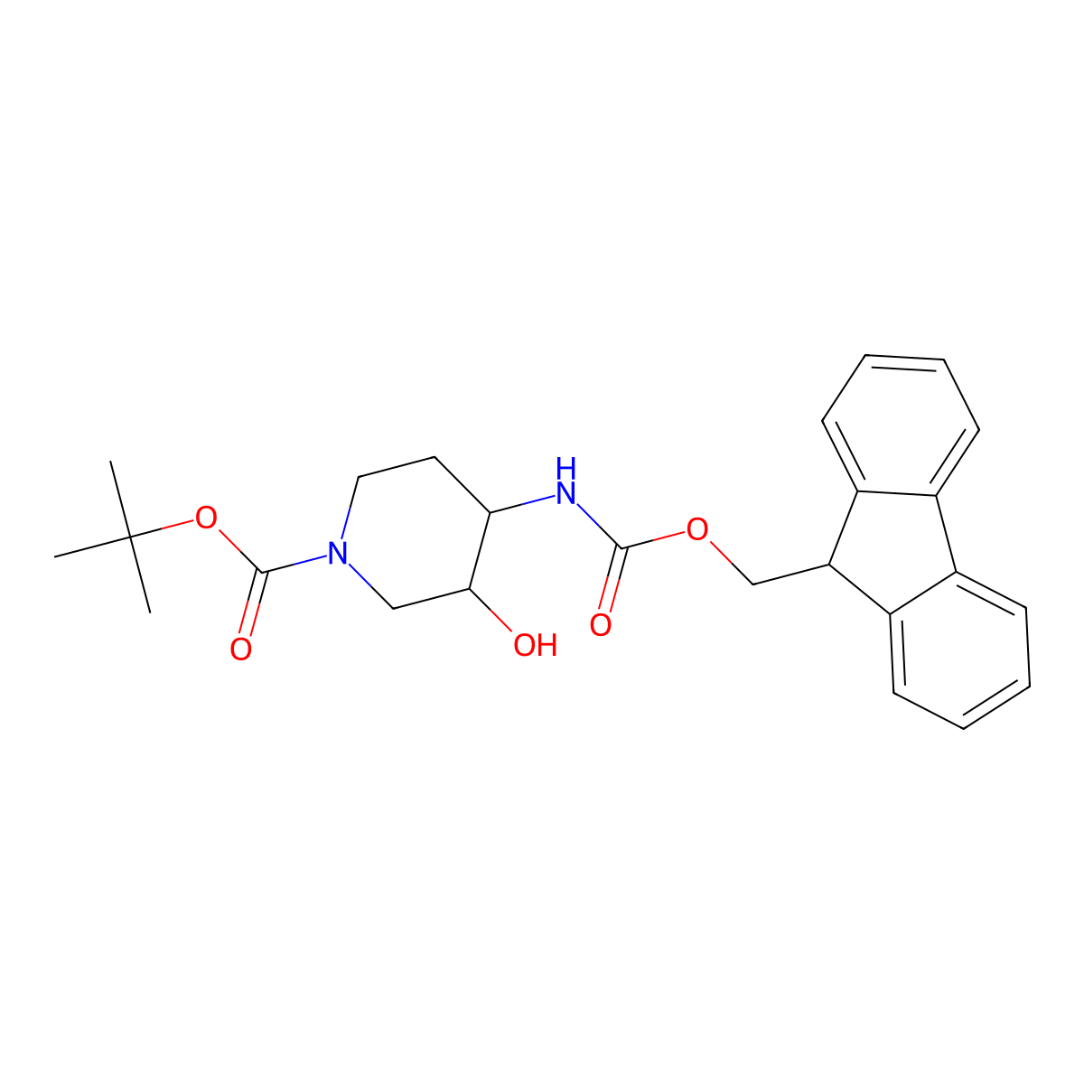 tert-butyl 4-({[(9H-fluoren-9-yl)methoxy]carbonyl}amino)-3-hydroxypiperidine-1-carboxylate molecular structure, CAS 2680546-59-0