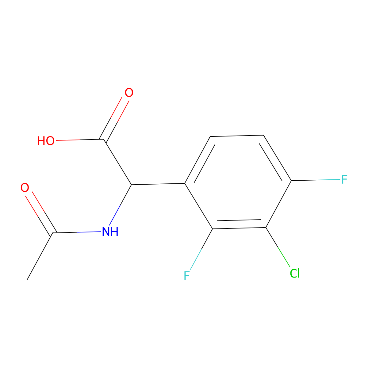 2-(3-Chloro-2,4-difluorophenyl)-2-acetamidoacetic acid molecular structure, CAS 2680546-66-9