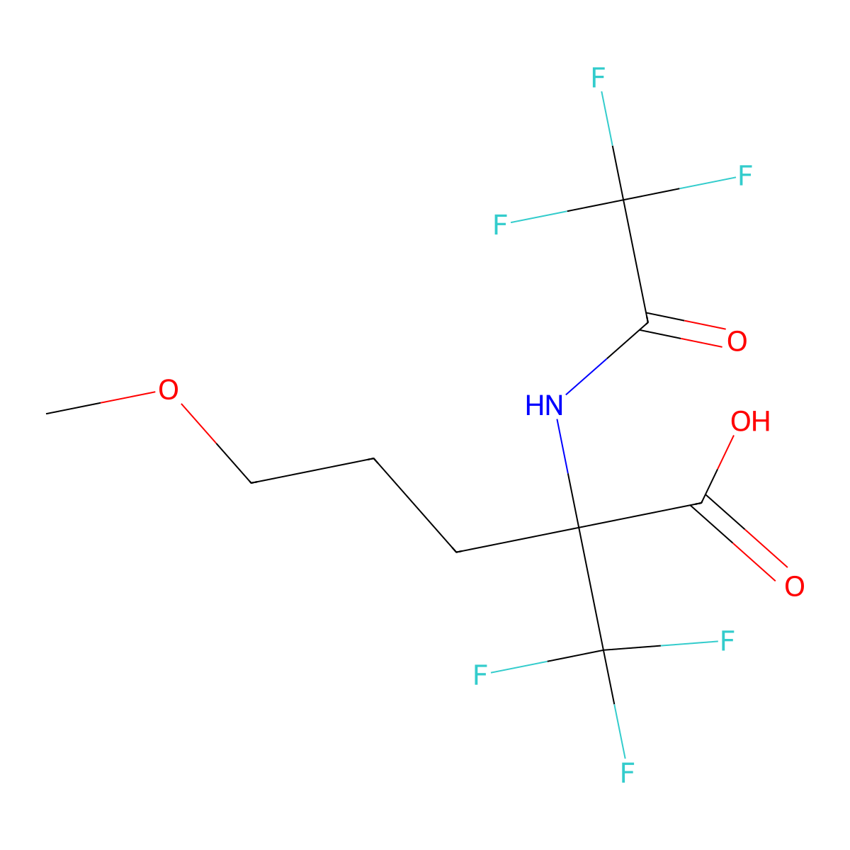 5-Methoxy-2-(2,2,2-trifluoroacetamido)-2-(trifluoromethyl)pentanoic acid molecular structure, CAS 2680546-80-7