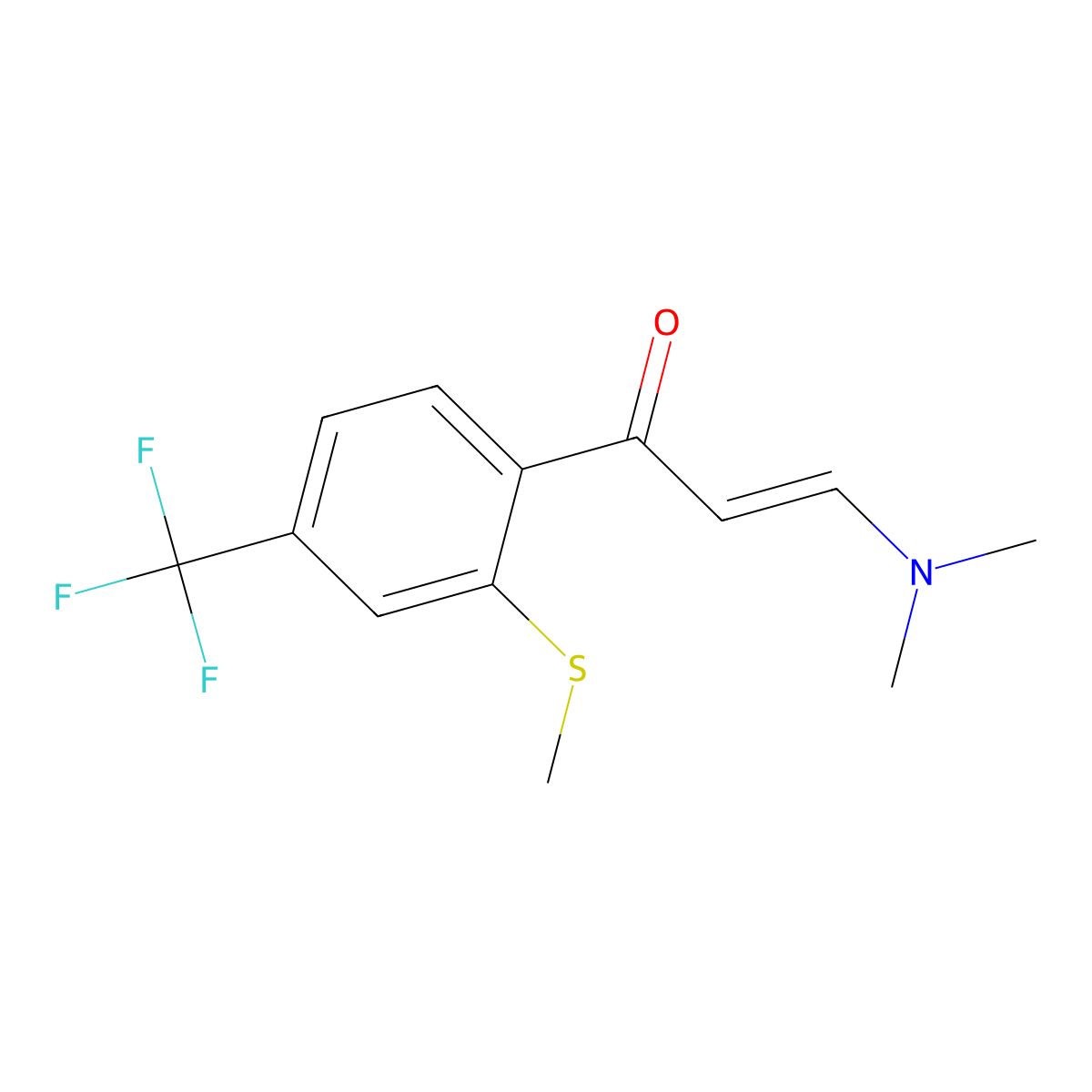 (2E)-3-(dimethylamino)-1-[2-(methylsulfanyl)-4-(trifluoromethyl)phenyl]prop-2-en-1-one molecular structure, CAS 2680546-92-1