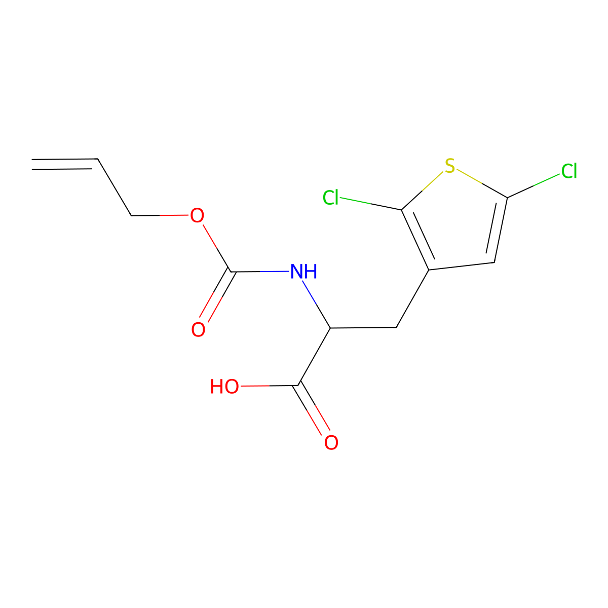 3-(2,5-Dichlorothiophen-3-yl)-2-{[(prop-2-en-1-yloxy)carbonyl]amino}propanoic acid molecular structure, CAS 2680548-73-4