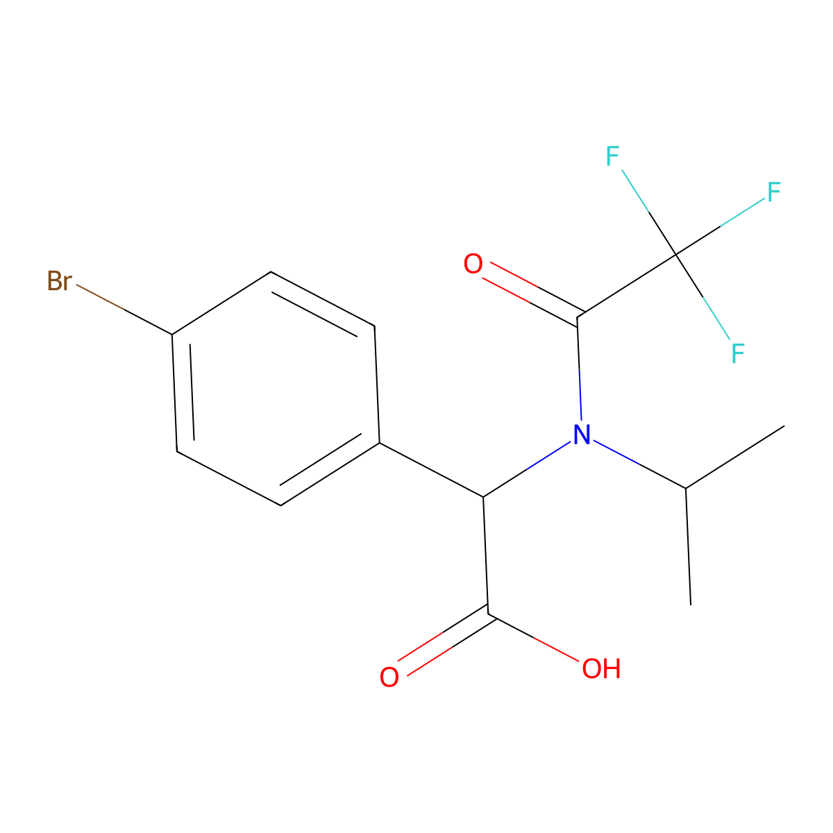 2-(4-bromophenyl)-2-[2,2,2-trifluoro-N-(propan-2-yl)acetamido]acetic acid molecular structure, CAS 2680548-74-5
