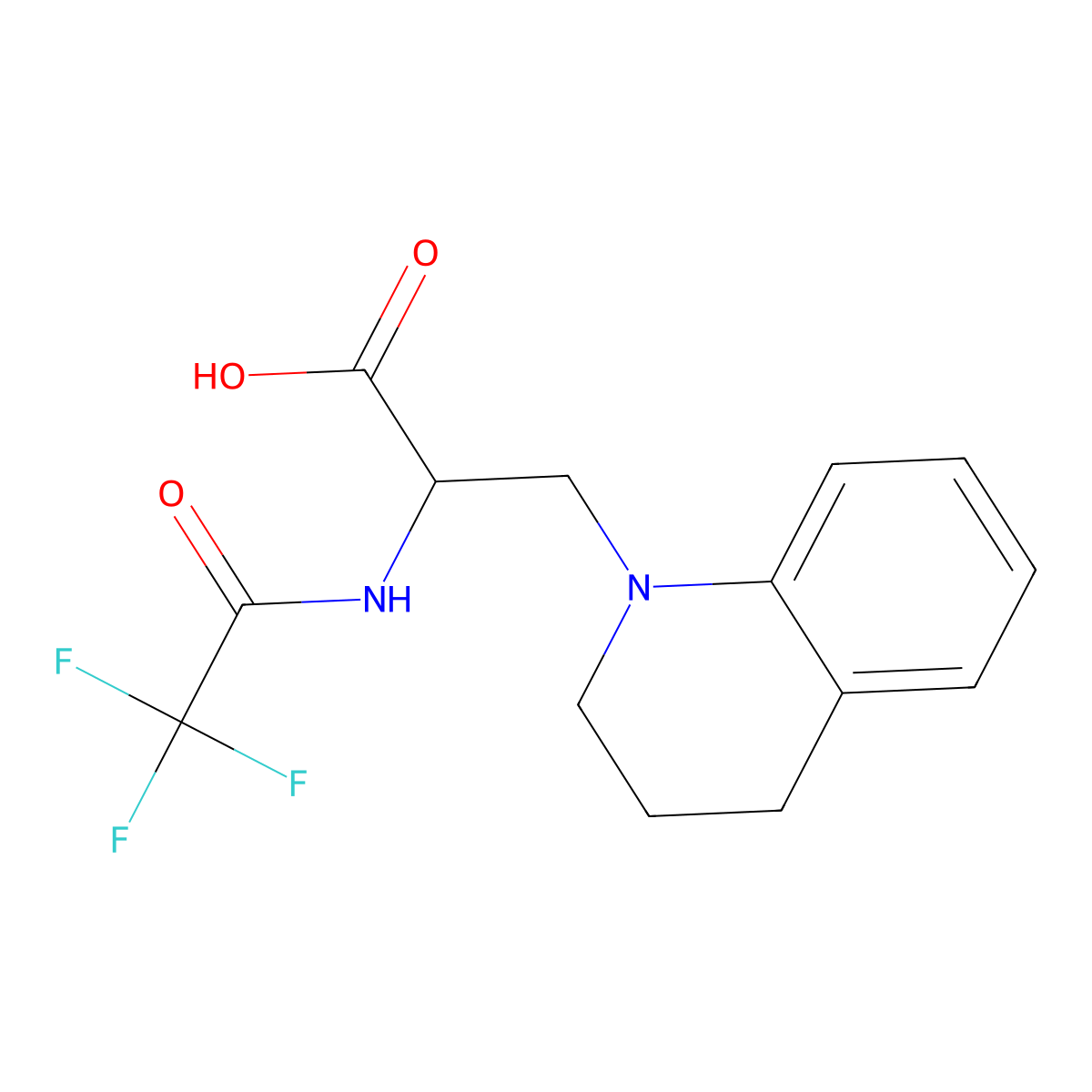 3-(1,2,3,4-Tetrahydroquinolin-1-yl)-2-(2,2,2-trifluoroacetamido)propanoic acid molecular structure, CAS 2680548-76-7