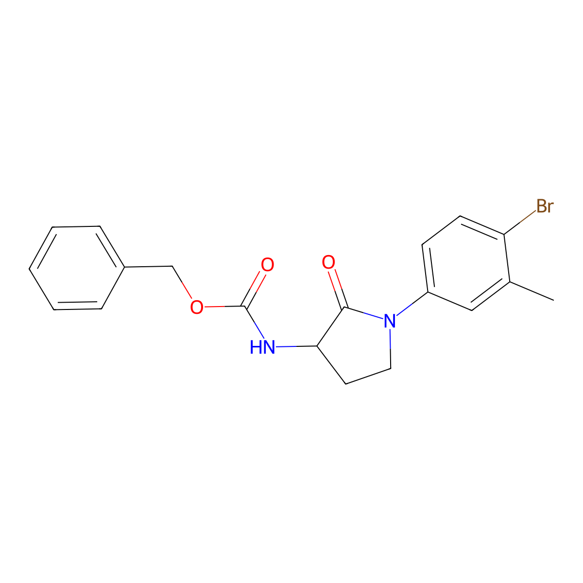benzyl N-[1-(4-bromo-3-methylphenyl)-2-oxopyrrolidin-3-yl]carbamate molecular structure, CAS 2680548-81-4