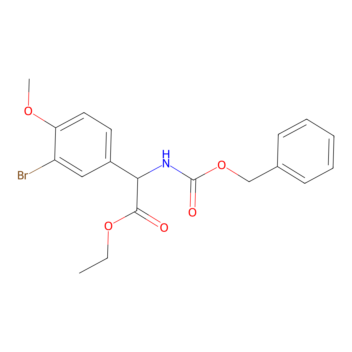 Ethyl 2-{[(benzyloxy)carbonyl]amino}-2-(3-bromo-4-methoxyphenyl)acetate molecular structure, CAS 2680548-85-8