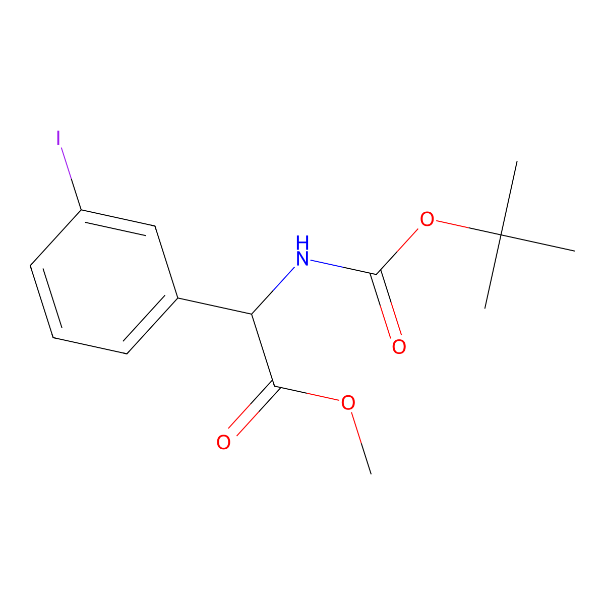 Methyl 2-{[(tert-butoxy)carbonyl]amino}-2-(3-iodophenyl)acetate molecular structure, CAS 2680548-86-9