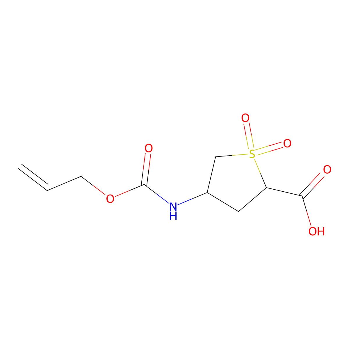 1,1-Dioxo-4-{[(prop-2-en-1-yloxy)carbonyl]amino}-1lambda6-thiolane-2-carboxylic acid molecular structure, CAS 2680548-87-0
