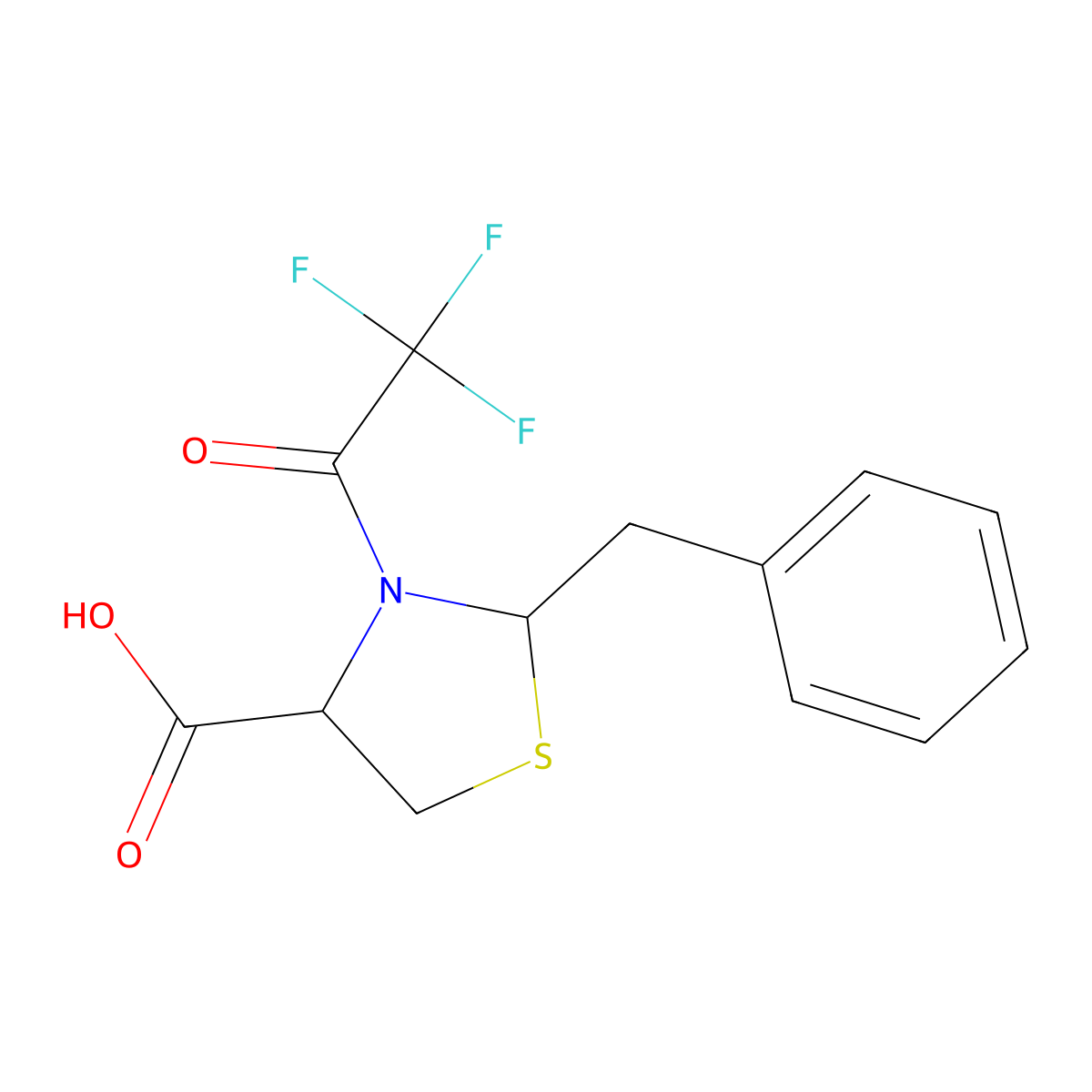 2-Benzyl-3-(2,2,2-trifluoroacetyl)-1,3-thiazolidine-4-carboxylic acid molecular structure, CAS 2680548-92-7