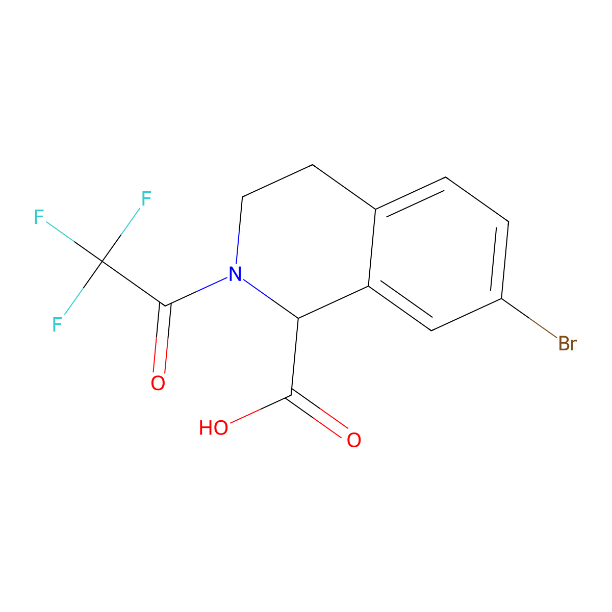 7-Bromo-2-(2,2,2-trifluoroacetyl)-1,2,3,4-tetrahydroisoquinoline-1-carboxylic acid molecular structure, CAS 2680549-00-0
