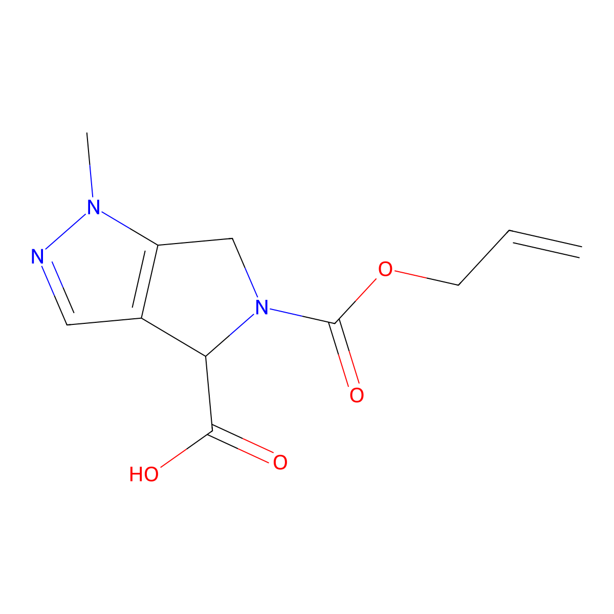 1-methyl-5-[(prop-2-en-1-yloxy)carbonyl]-1H,4H,5H,6H-pyrrolo[3,4-c]pyrazole-4-carboxylic acid molecular structure, CAS 2680549-09-9