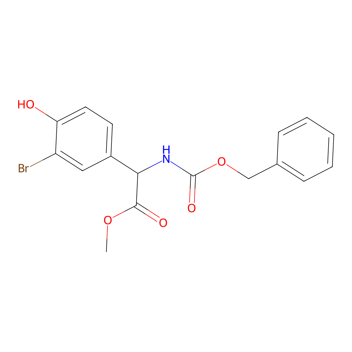 Methyl 2-{[(benzyloxy)carbonyl]amino}-2-(3-bromo-4-hydroxyphenyl)acetate molecular structure, CAS 2680549-12-4