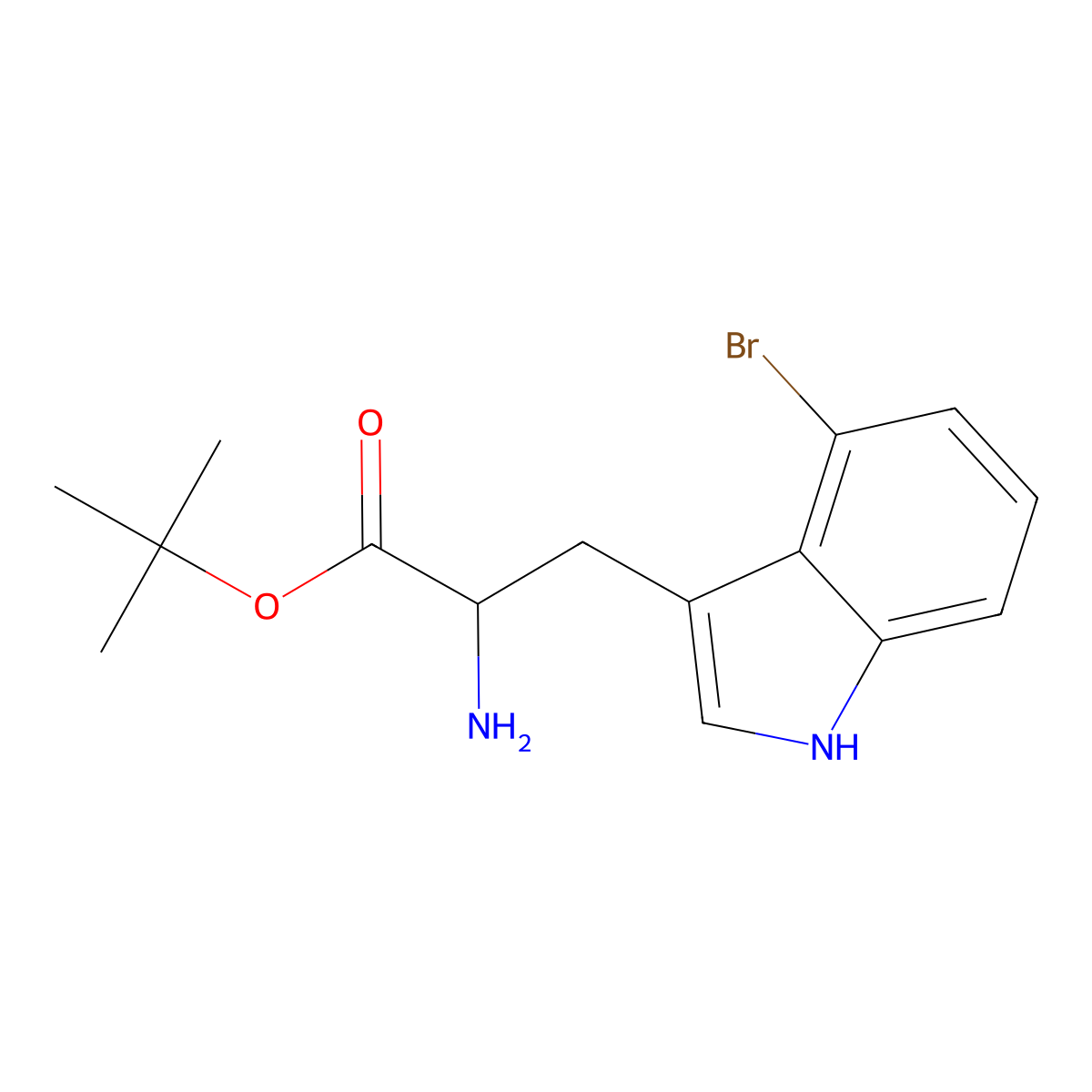 tert-butyl 2-amino-3-(4-bromo-1H-indol-3-yl)propanoate molecular structure, CAS 2680549-17-9