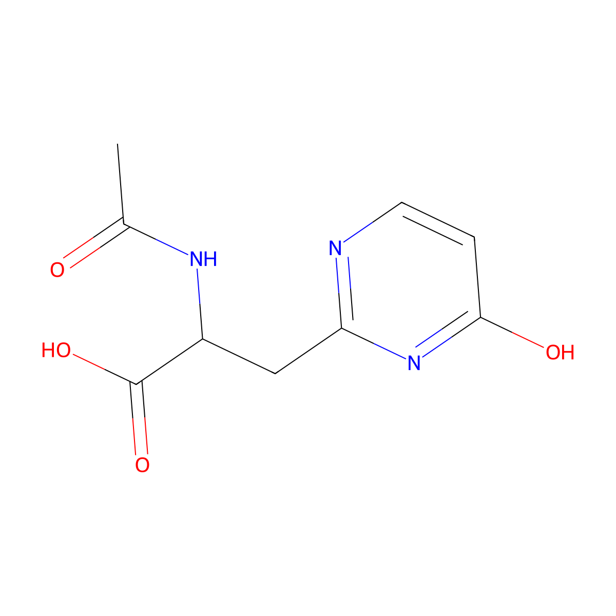 2-Acetamido-3-(4-hydroxypyrimidin-2-yl)propanoic acid molecular structure, CAS 2680549-22-6
