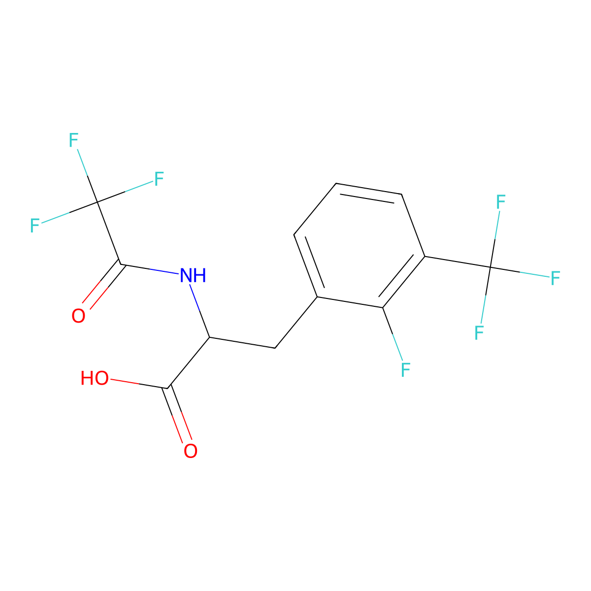 3-[2-Fluoro-3-(trifluoromethyl)phenyl]-2-(2,2,2-trifluoroacetamido)propanoic acid molecular structure, CAS 2680549-29-3