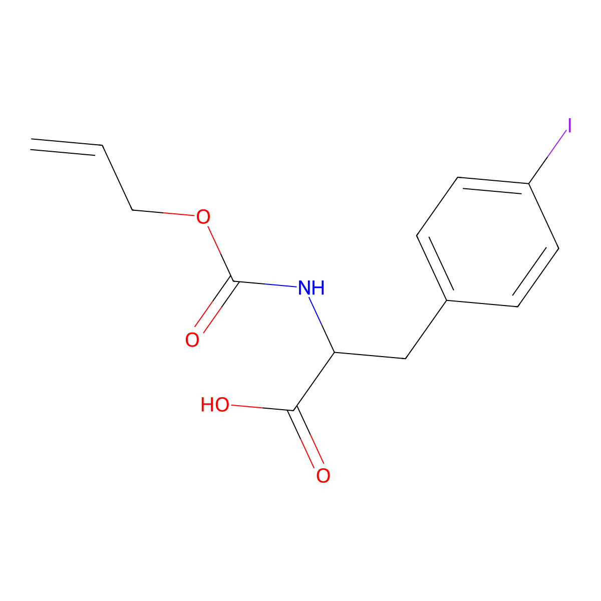 3-(4-Iodophenyl)-2-{[(prop-2-en-1-yloxy)carbonyl]amino}propanoic acid molecular structure, CAS 2680549-30-6