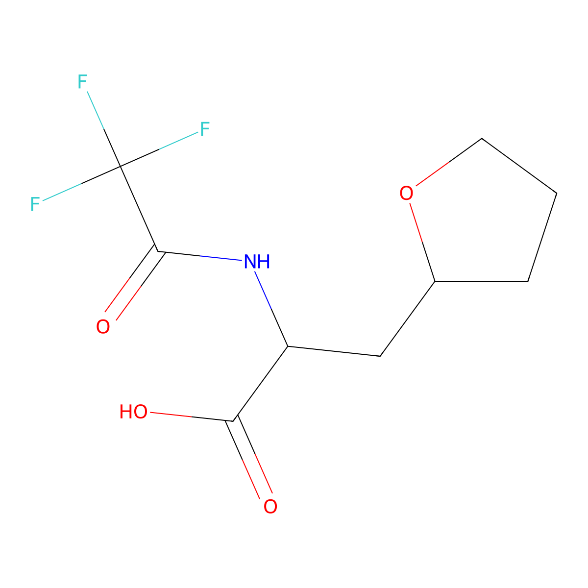 3-(Oxolan-2-yl)-2-(trifluoroacetamido)propanoic acid molecular structure, CAS 2680549-32-8