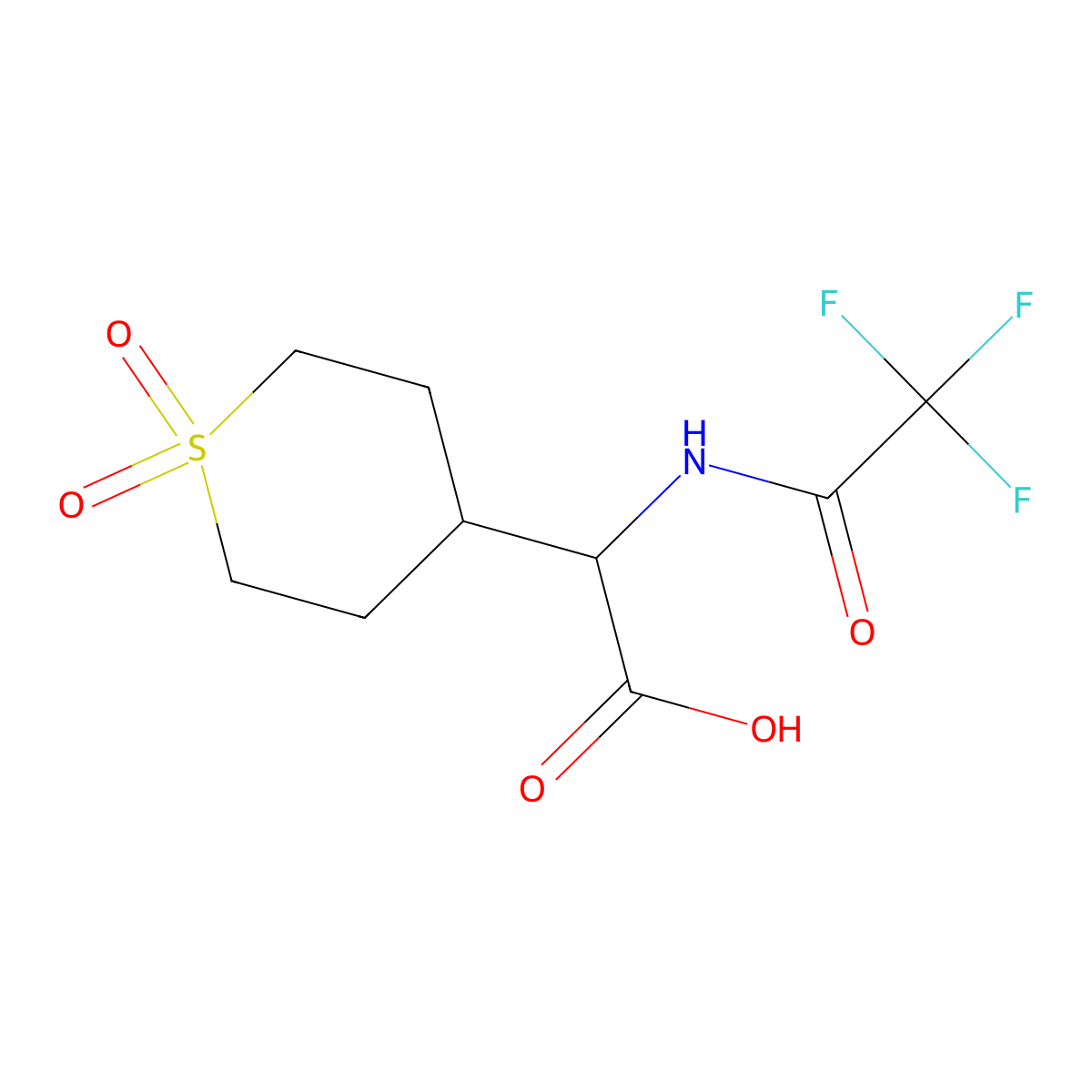2-(1,1-Dioxo-1lambda6-thian-4-yl)-2-(2,2,2-trifluoroacetamido)acetic acid molecular structure, CAS 2680549-36-2
