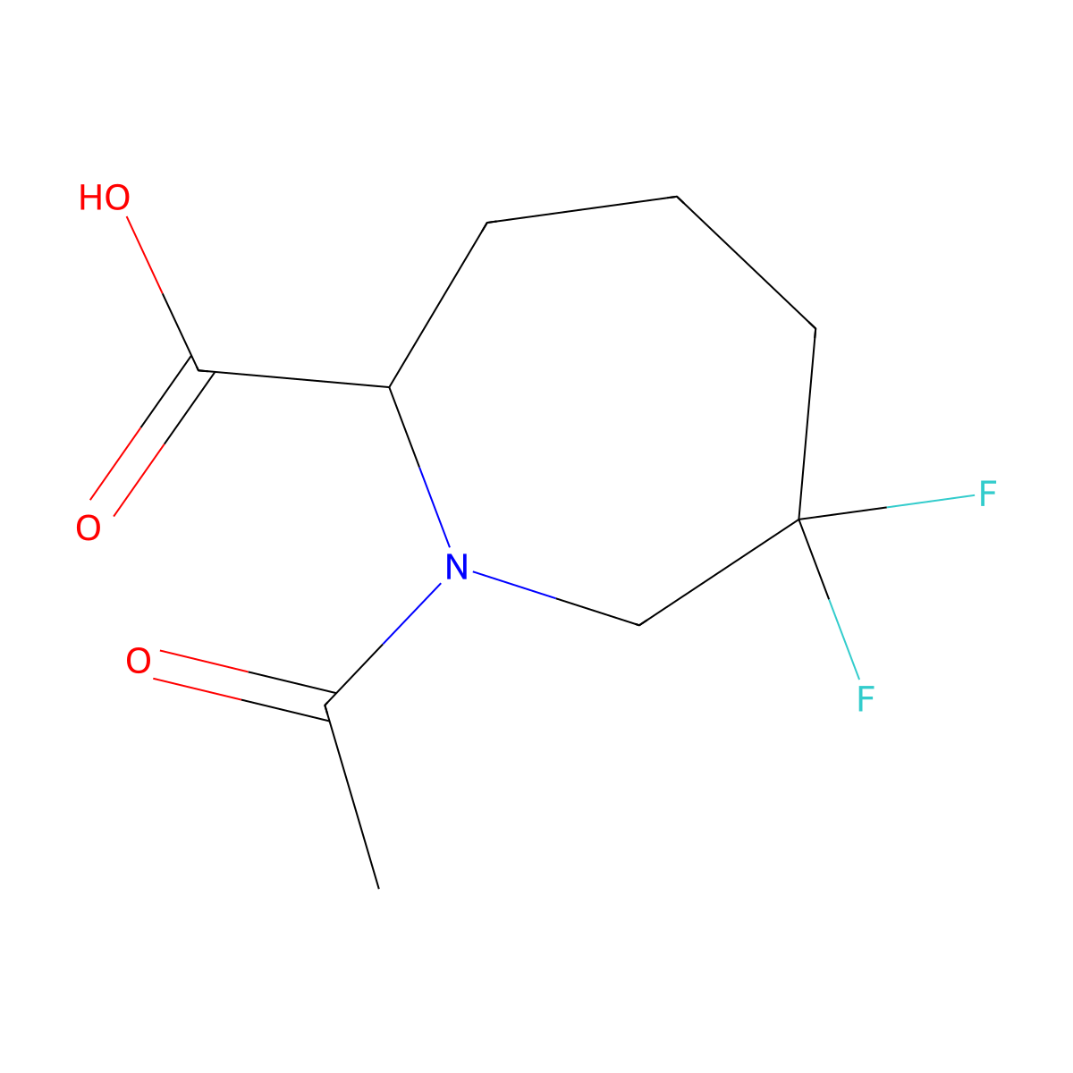 1-Acetyl-6,6-difluoroazepane-2-carboxylic acid molecular structure, CAS 2680549-39-5