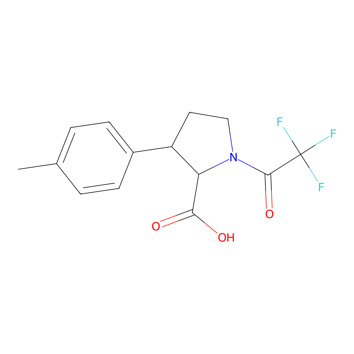 3-(4-Methylphenyl)-1-(2,2,2-trifluoroacetyl)pyrrolidine-2-carboxylic acid molecular structure, CAS 2680549-45-3
