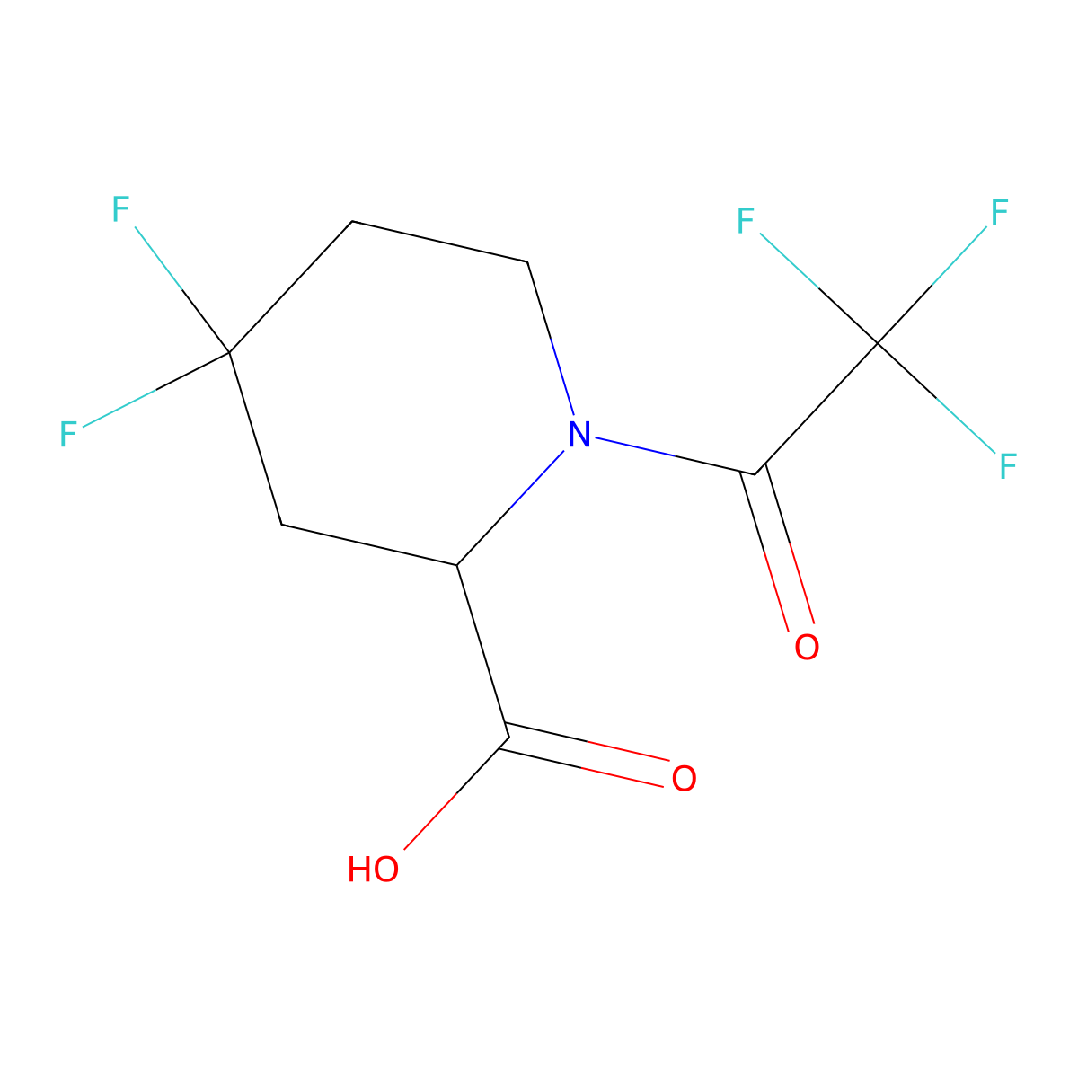 4,4-Difluoro-1-(trifluoroacetyl)piperidine-2-carboxylic acid molecular structure, CAS 2680549-52-2