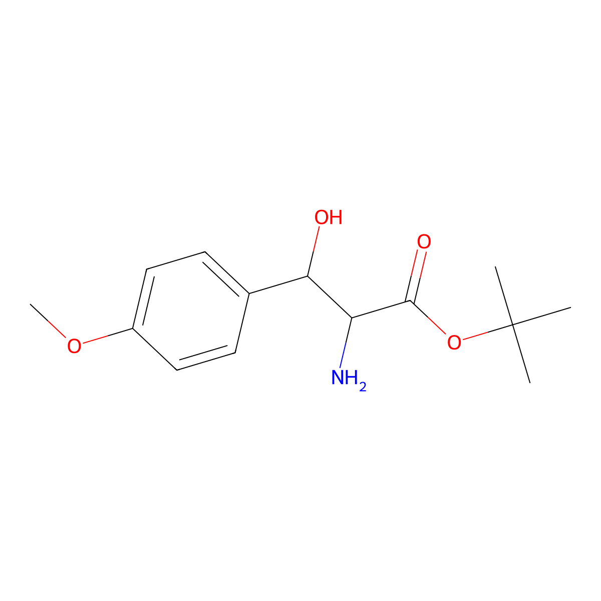 Tert-butyl 2-amino-3-hydroxy-3-(4-methoxyphenyl)propanoate molecular structure, CAS 2680549-54-4