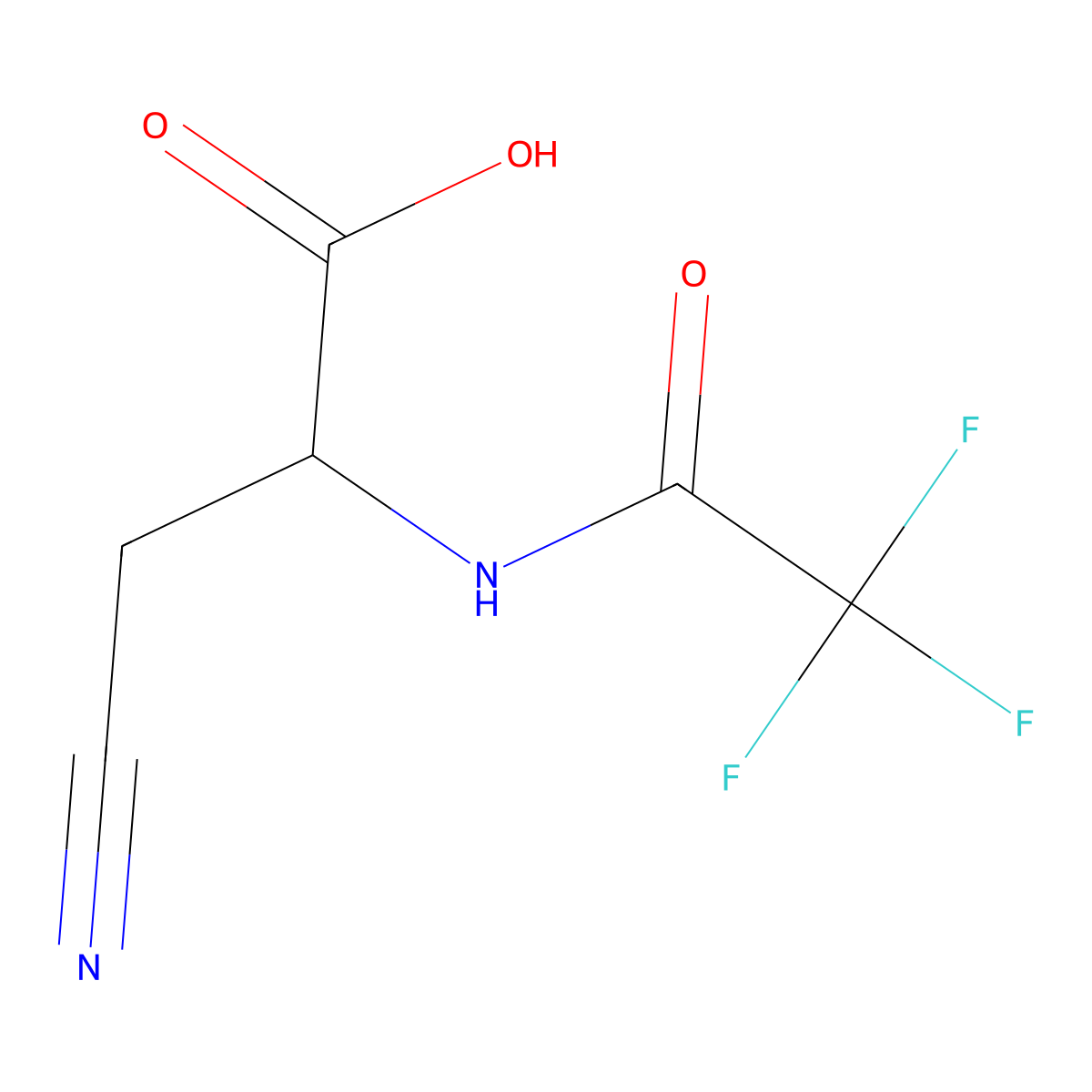 3-Cyano-2-(2,2,2-trifluoroacetamido)propanoic acid molecular structure, CAS 2680549-57-7
