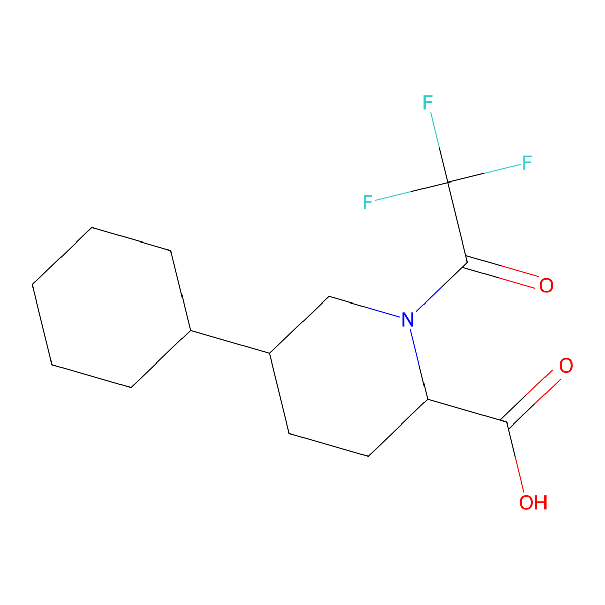 5-Cyclohexyl-1-(2,2,2-trifluoroacetyl)piperidine-2-carboxylic acid molecular structure, CAS 2680549-59-9