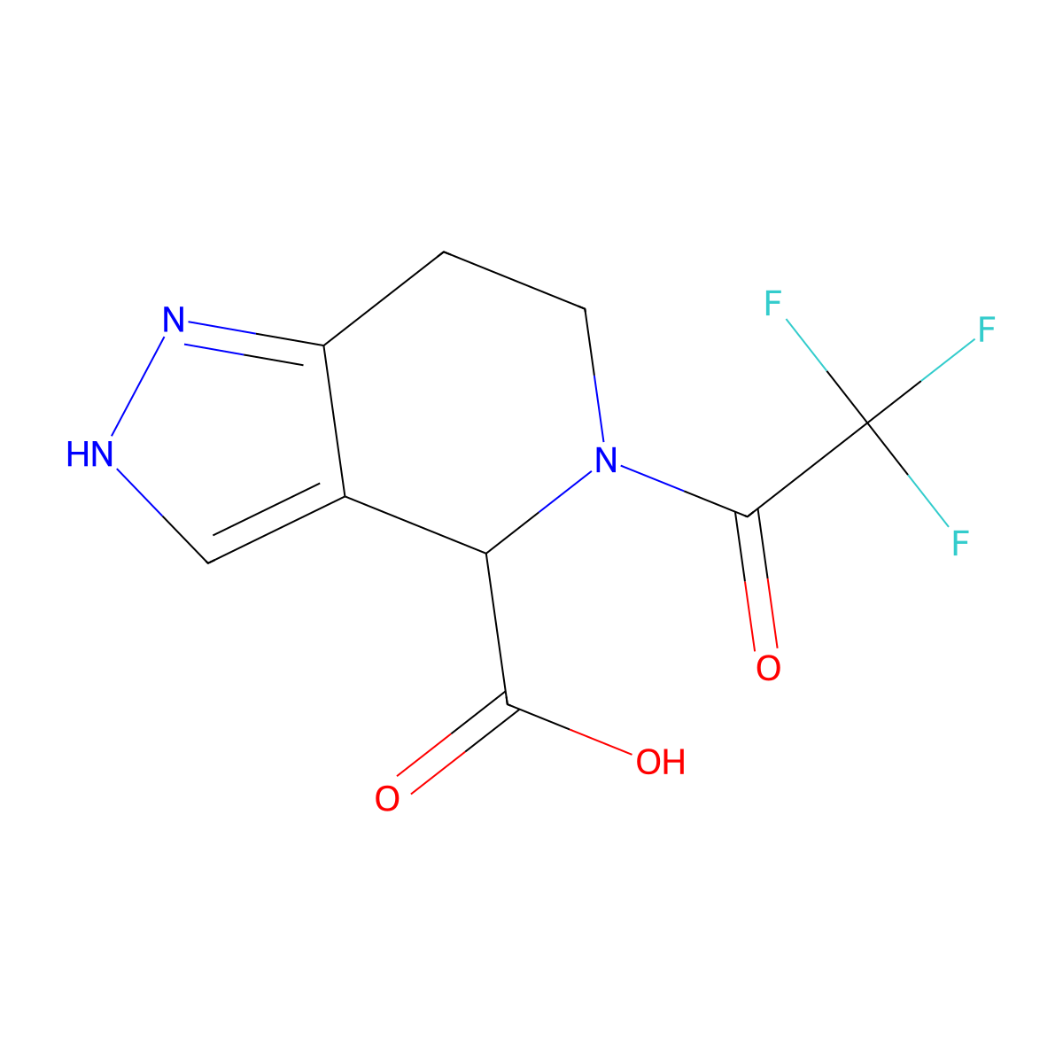 5-(2,2,2-trifluoroacetyl)-2H,4H,5H,6H,7H-pyrazolo[4,3-c]pyridine-4-carboxylic acid molecular structure, CAS 2680549-63-5