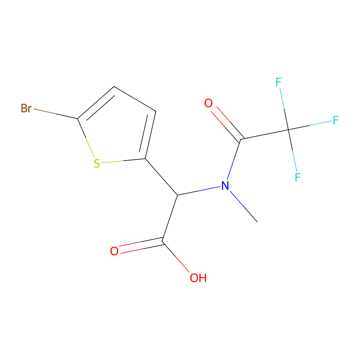 2-(5-bromothiophen-2-yl)-2-(2,2,2-trifluoro-N-methylacetamido)acetic acid molecular structure, CAS 2680549-65-7