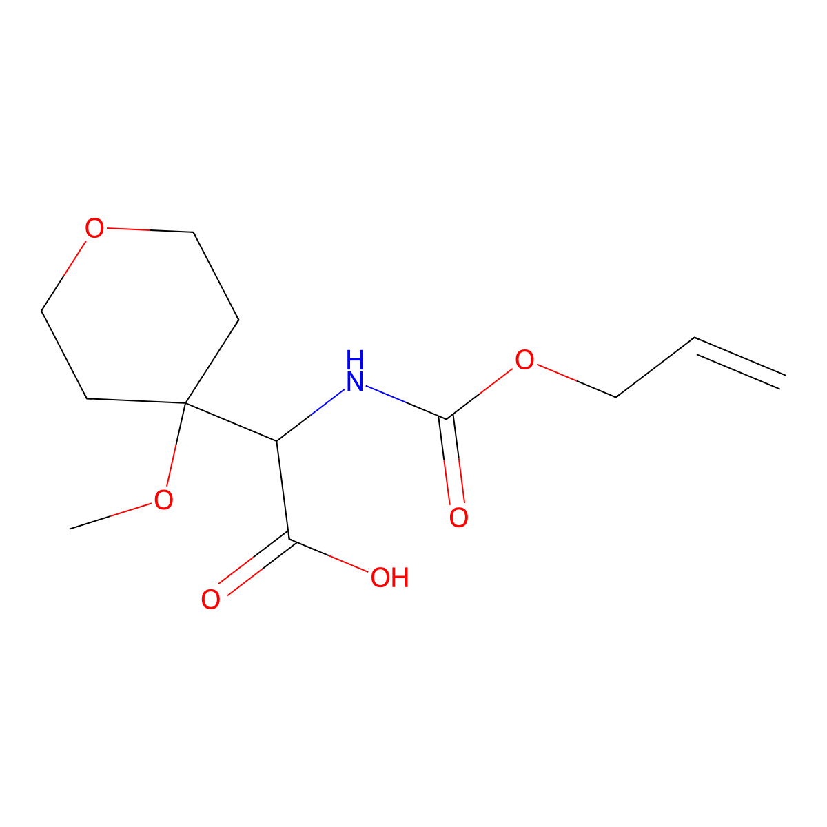 2-(4-Methoxyoxan-4-yl)-2-{[(prop-2-en-1-yloxy)carbonyl]amino}acetic acid molecular structure, CAS 2680549-67-9