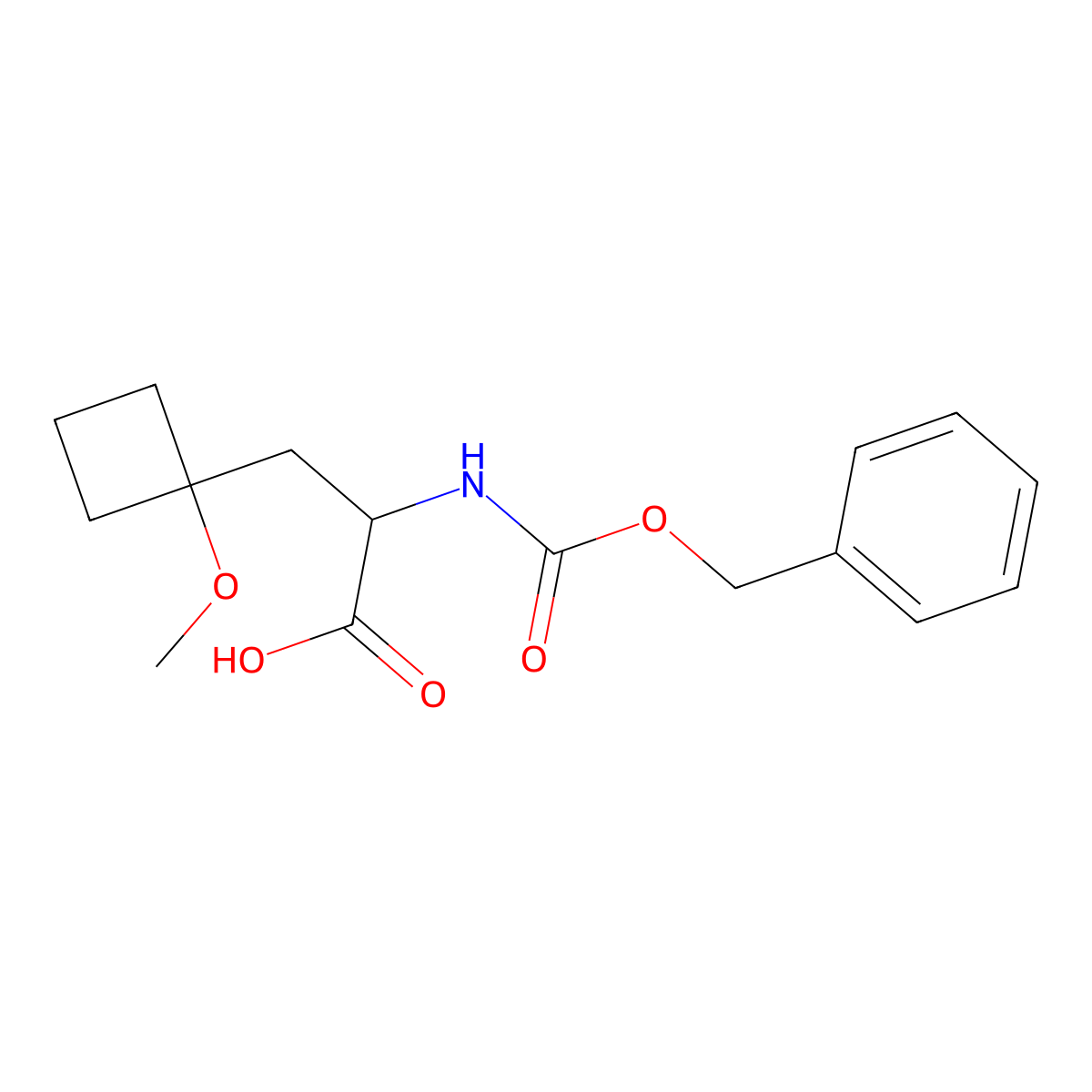 2-{[(Benzyloxy)carbonyl]amino}-3-(1-methoxycyclobutyl)propanoic acid molecular structure, CAS 2680549-72-6