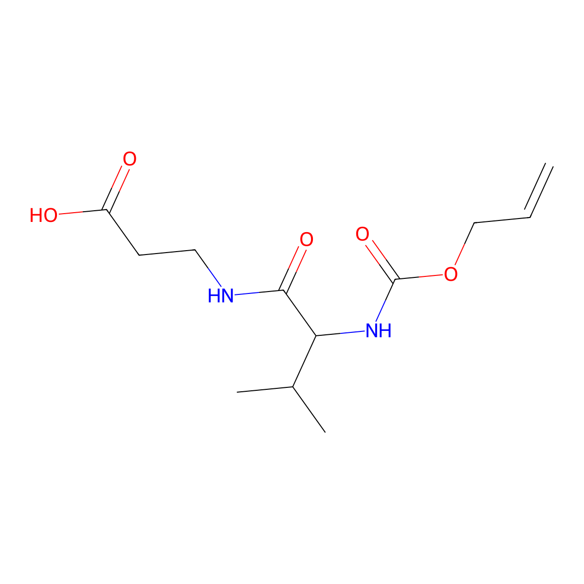 3-(3-Methyl-2-{[(prop-2-en-1-yloxy)carbonyl]amino}butanamido)propanoic acid molecular structure, CAS 2680549-74-8