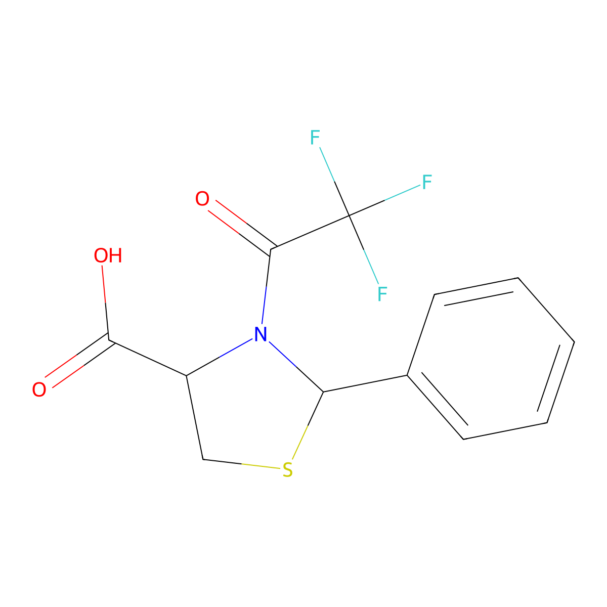 2-Phenyl-3-(2,2,2-trifluoroacetyl)-1,3-thiazolidine-4-carboxylic acid molecular structure, CAS 2680549-91-9