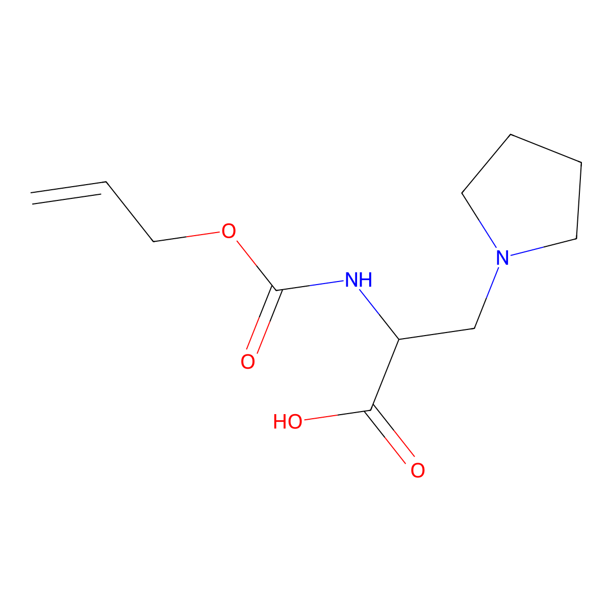 2-{[(Prop-2-en-1-yloxy)carbonyl]amino}-3-(pyrrolidin-1-yl)propanoic acid molecular structure, CAS 2680549-93-1
