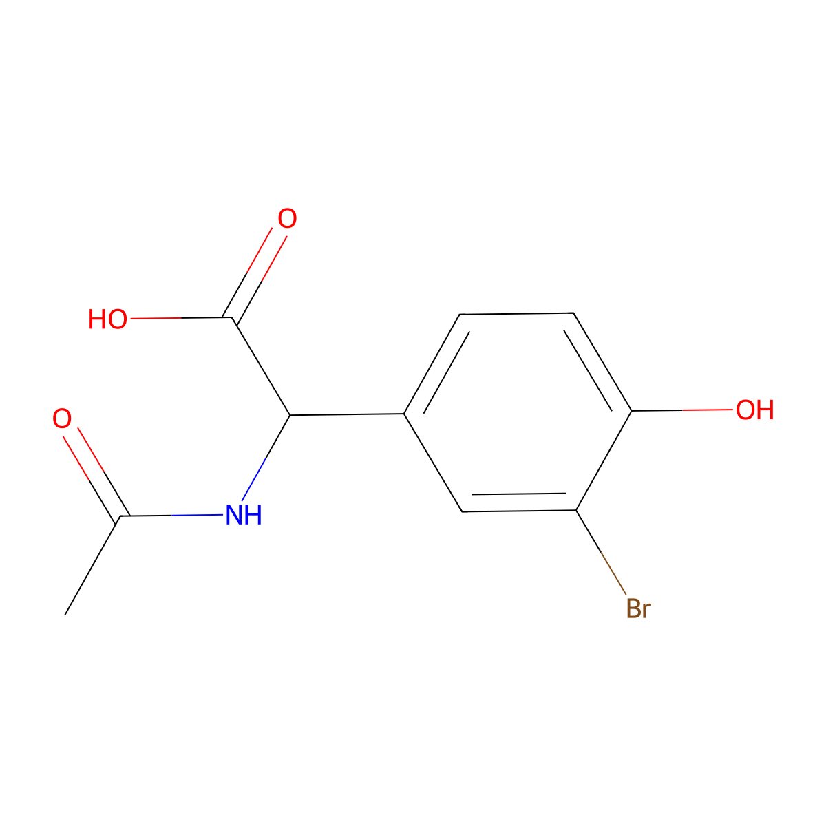 2-(3-Bromo-4-hydroxyphenyl)-2-acetamidoacetic acid molecular structure, CAS 2680549-95-3