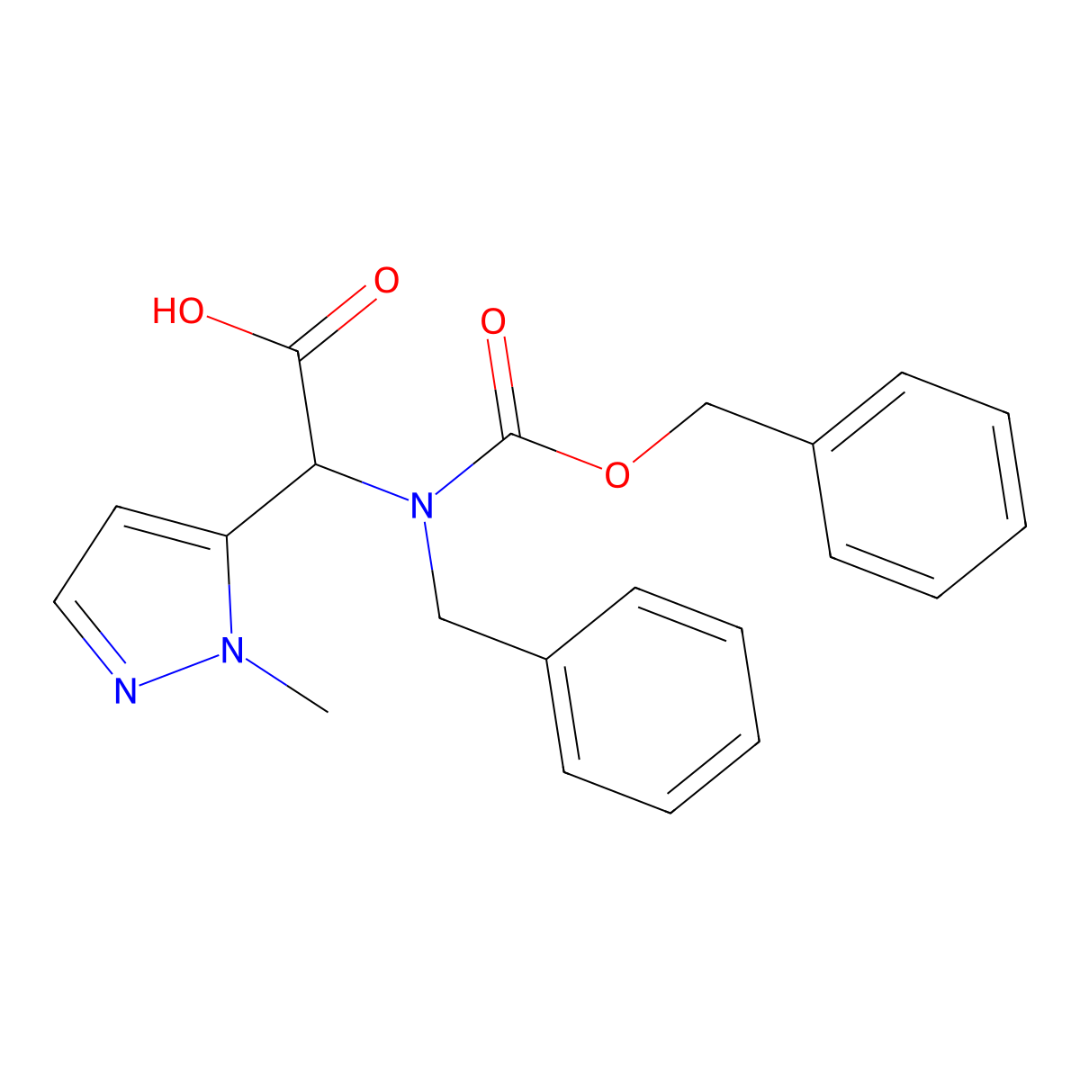2-{benzyl[(benzyloxy)carbonyl]amino}-2-(1-methyl-1H-pyrazol-5-yl)acetic acid molecular structure, CAS 2680550-01-8
