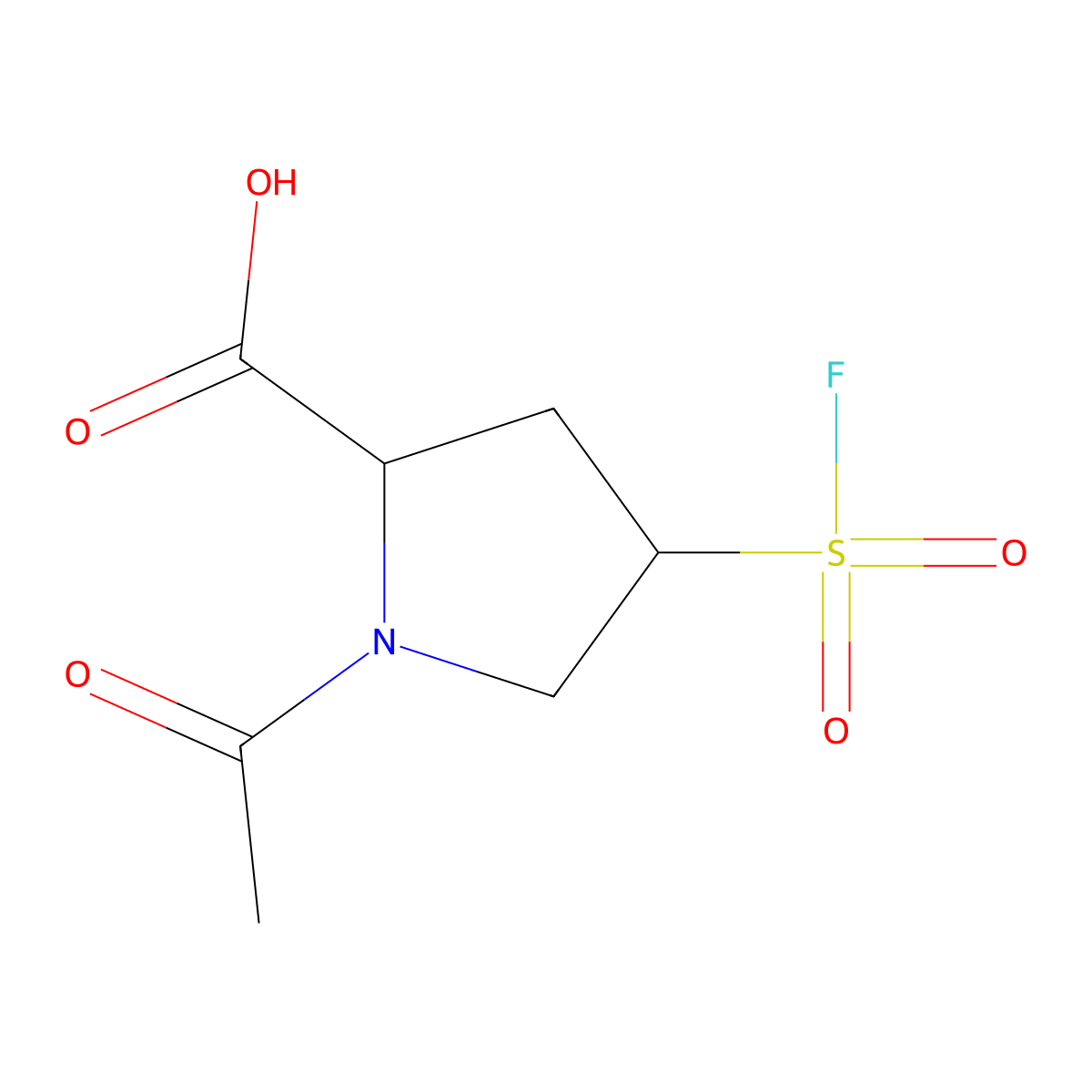 1-Acetyl-4-(fluorosulfonyl)pyrrolidine-2-carboxylic acid molecular structure, CAS 2680550-02-9