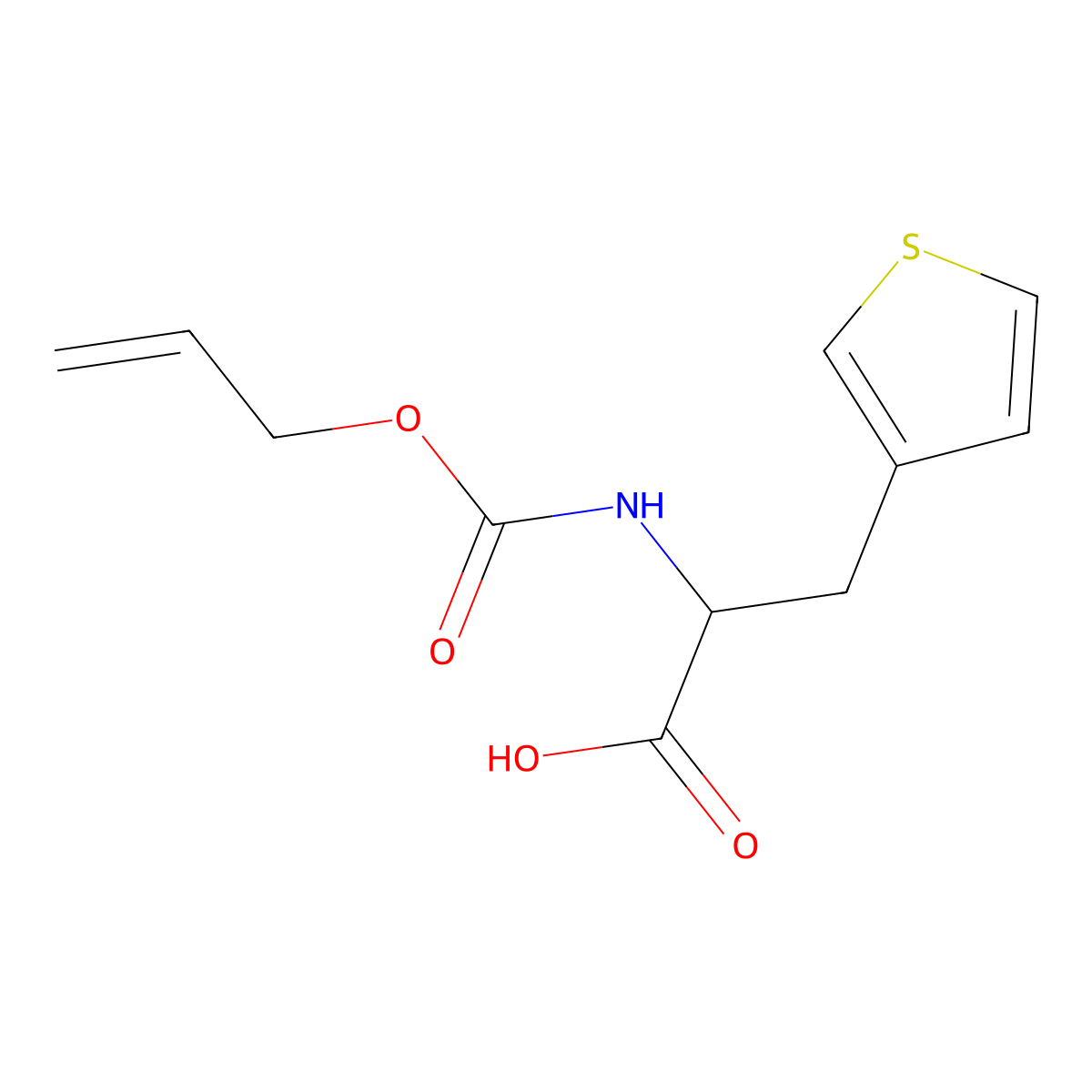2-{[(Prop-2-en-1-yloxy)carbonyl]amino}-3-(thiophen-3-yl)propanoic acid molecular structure, CAS 2680550-05-2