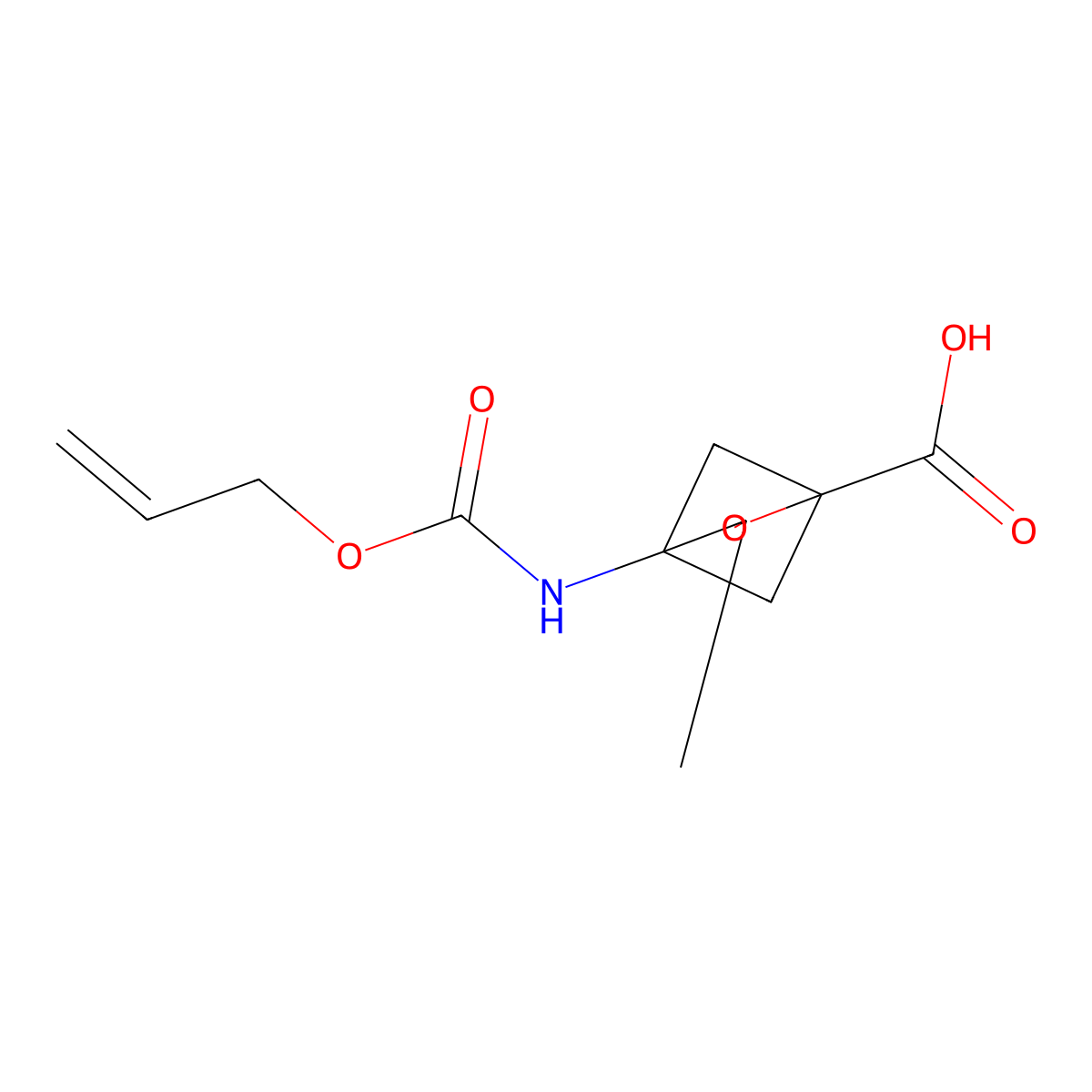 3-Methyl-4-{[(prop-2-en-1-yloxy)carbonyl]amino}-2-oxabicyclo[2.1.1]hexane-1-carboxylic acid molecular structure, CAS 2680550-07-4