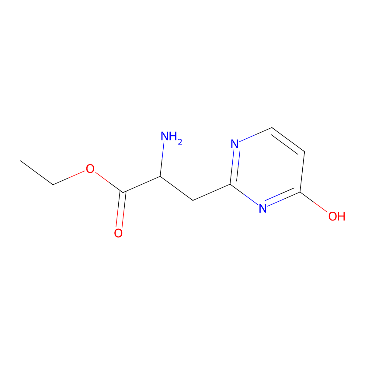 Ethyl 2-amino-3-(4-hydroxypyrimidin-2-yl)propanoate molecular structure, CAS 2680550-14-3