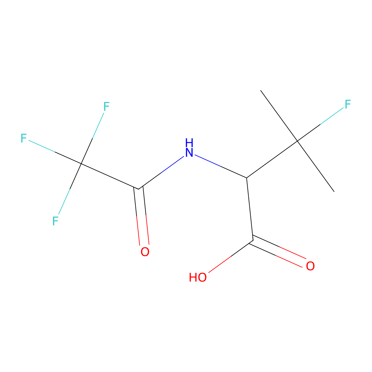 3-Fluoro-3-methyl-2-(trifluoroacetamido)butanoic acid molecular structure, CAS 2680550-16-5