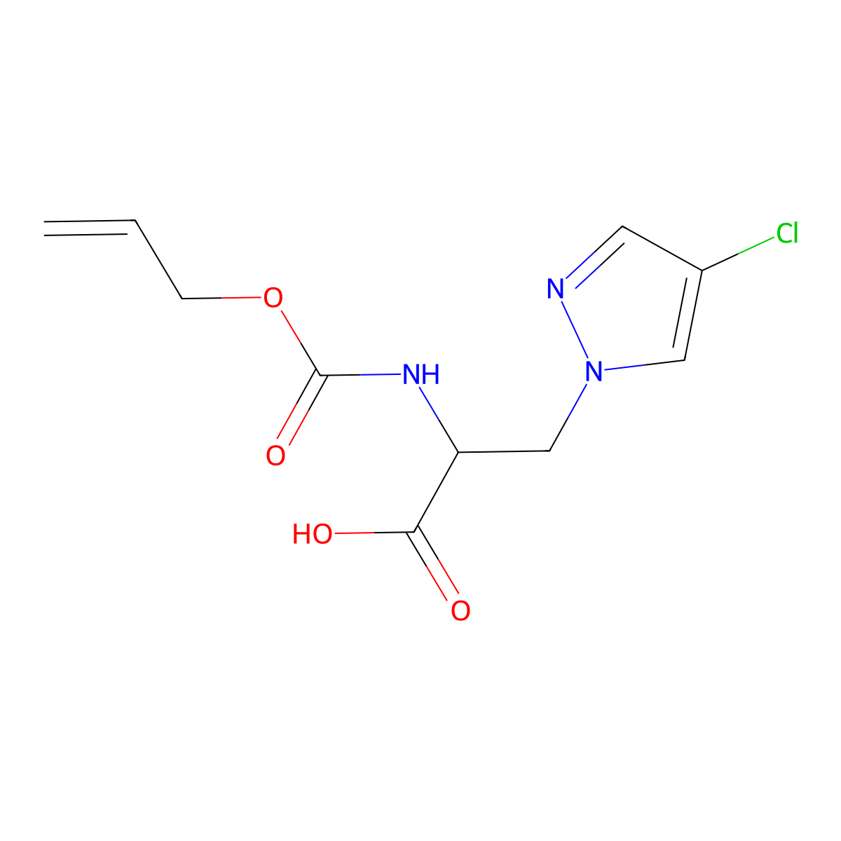 3-(4-chloro-1H-pyrazol-1-yl)-2-{[(prop-2-en-1-yloxy)carbonyl]amino}propanoic acid molecular structure, CAS 2680550-20-1