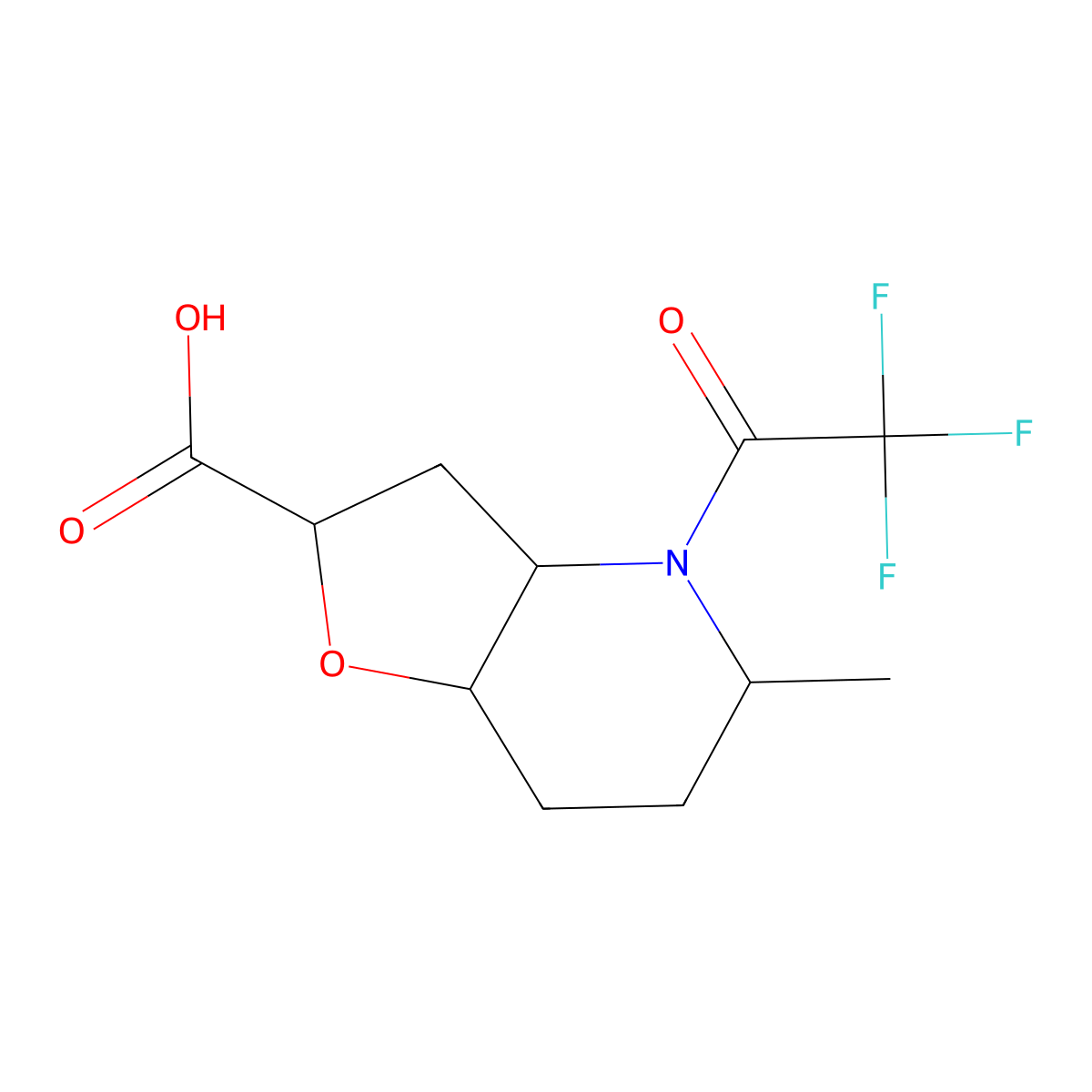 5-Methyl-4-(2,2,2-trifluoroacetyl)-octahydrofuro[3,2-b]pyridine-2-carboxylic acid molecular structure, CAS 2680550-22-3