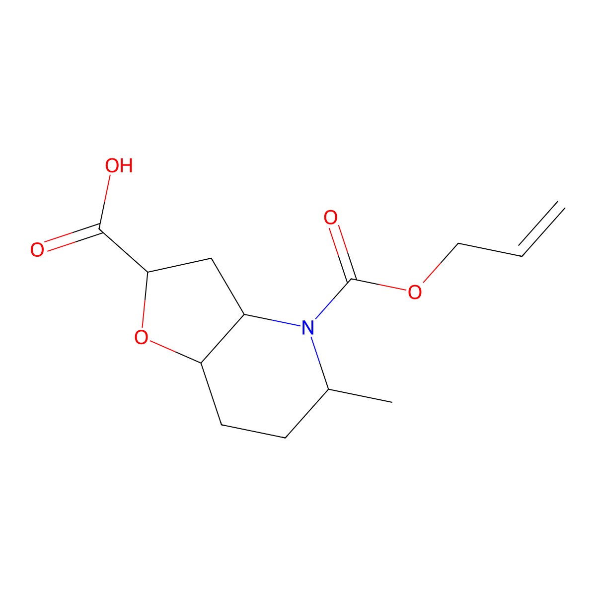 5-Methyl-4-[(prop-2-en-1-yloxy)carbonyl]-octahydrofuro[3,2-b]pyridine-2-carboxylic acid molecular structure, CAS 2680550-23-4
