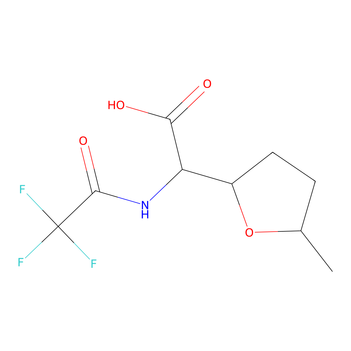 2-(5-Methyloxolan-2-yl)-2-(trifluoroacetamido)acetic acid molecular structure, CAS 2680550-27-8