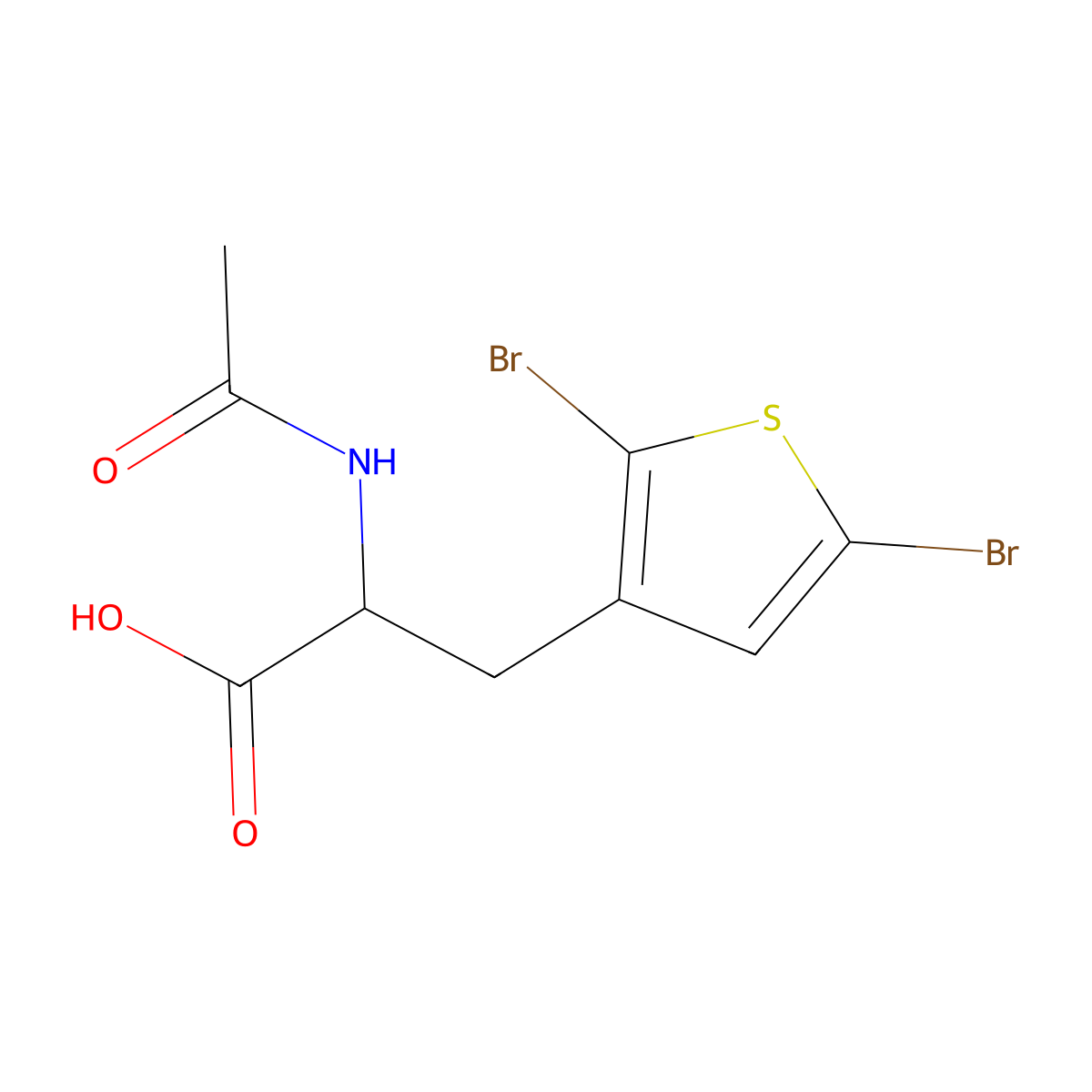 3-(2,5-Dibromothiophen-3-yl)-2-acetamidopropanoic acid molecular structure, CAS 2680550-30-3