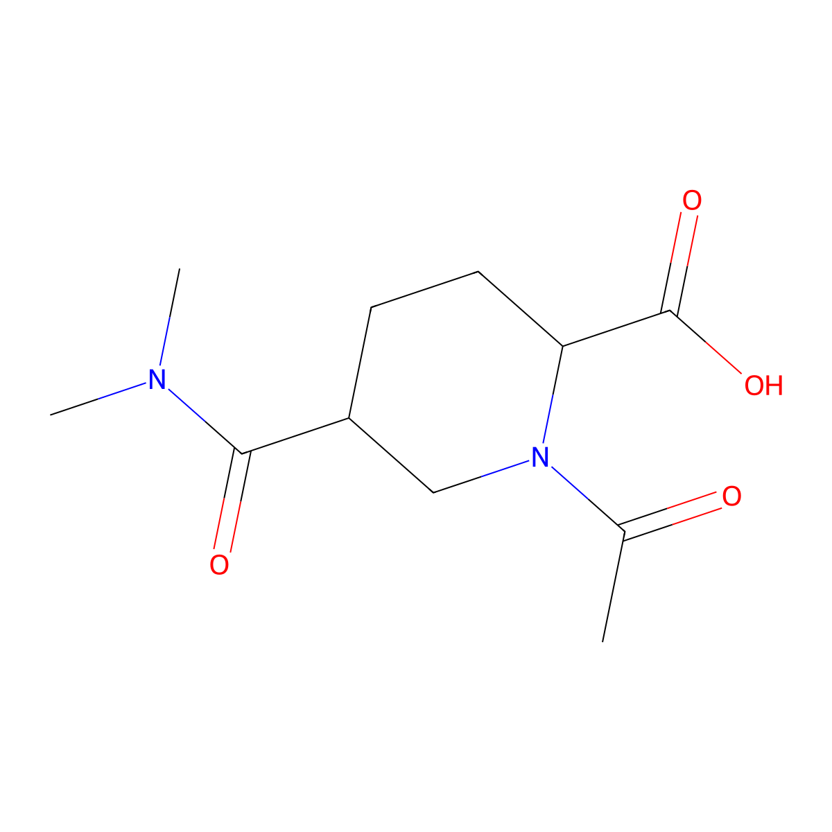 1-Acetyl-5-(dimethylcarbamoyl)piperidine-2-carboxylic acid molecular structure, CAS 2680550-31-4
