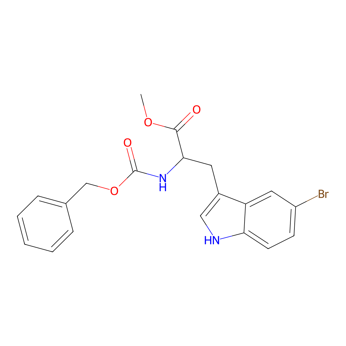 methyl 2-{[(benzyloxy)carbonyl]amino}-3-(5-bromo-1H-indol-3-yl)propanoate molecular structure, CAS 2680550-33-6