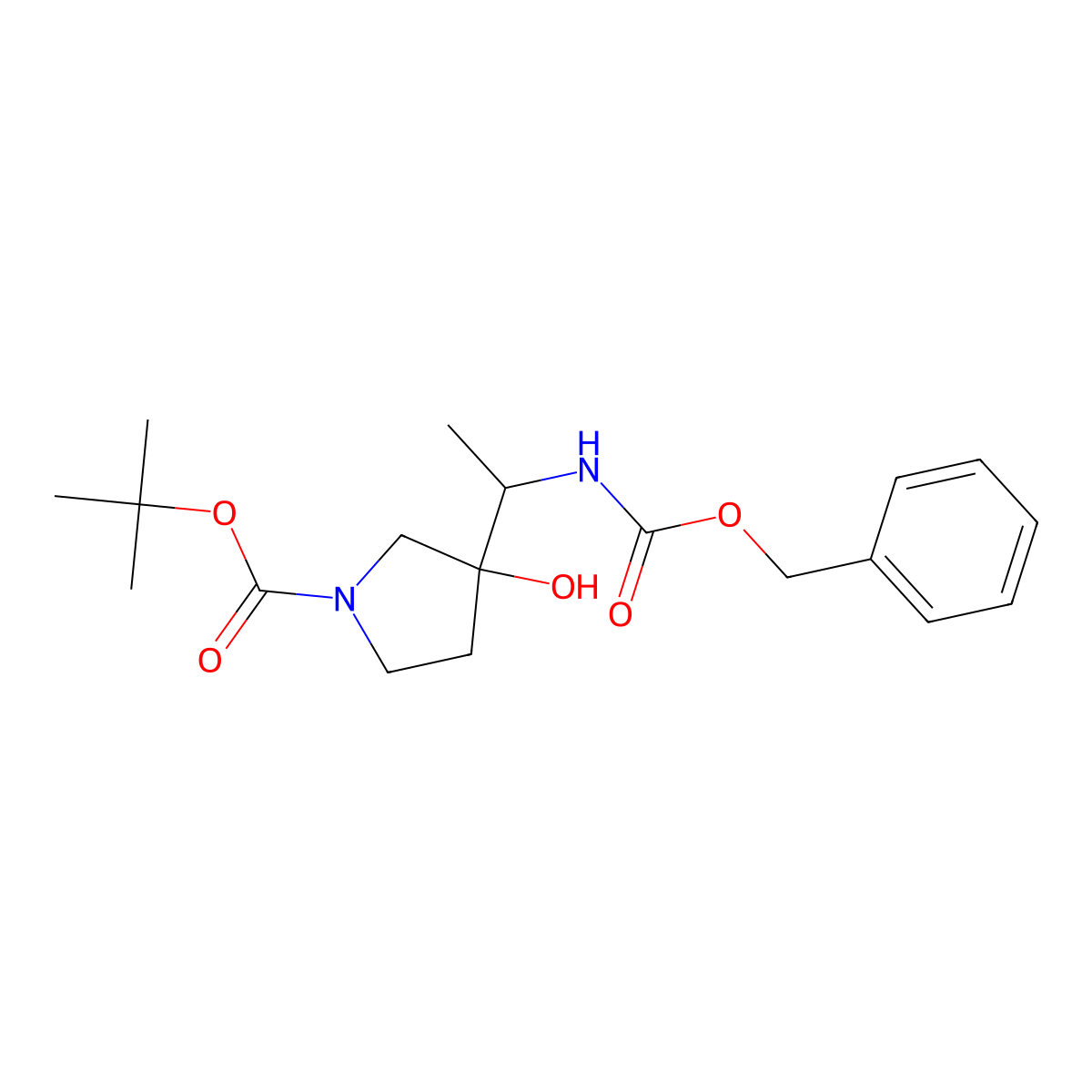 Tert-butyl 3-(1-{[(benzyloxy)carbonyl]amino}ethyl)-3-hydroxypyrrolidine-1-carboxylate molecular structure, CAS 2680550-52-9
