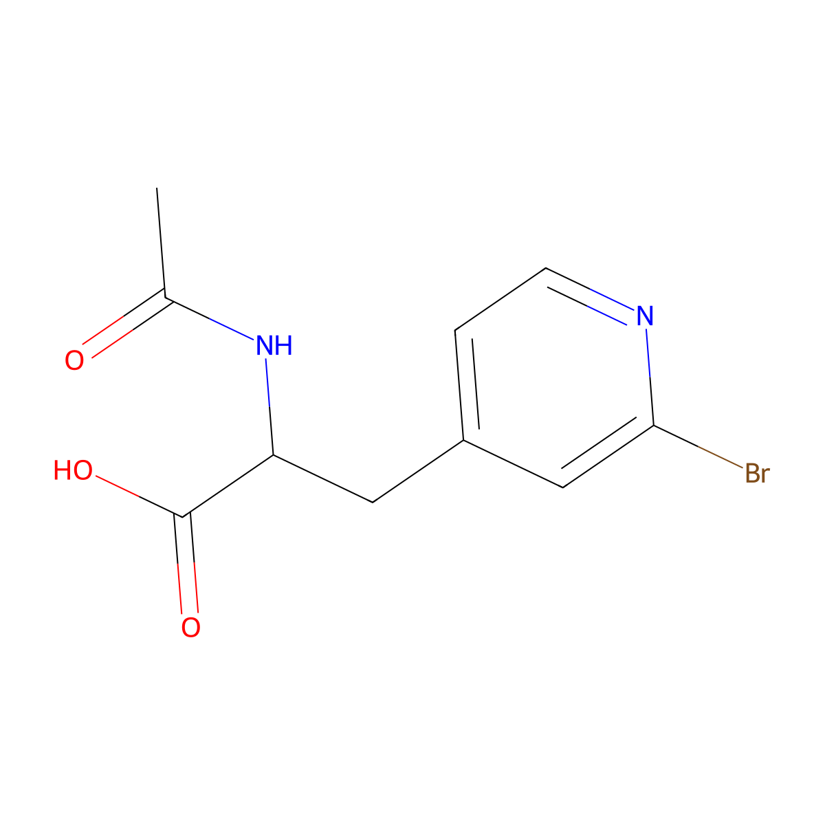 3-(2-Bromopyridin-4-yl)-2-acetamidopropanoic acid molecular structure, CAS 2680550-53-0
